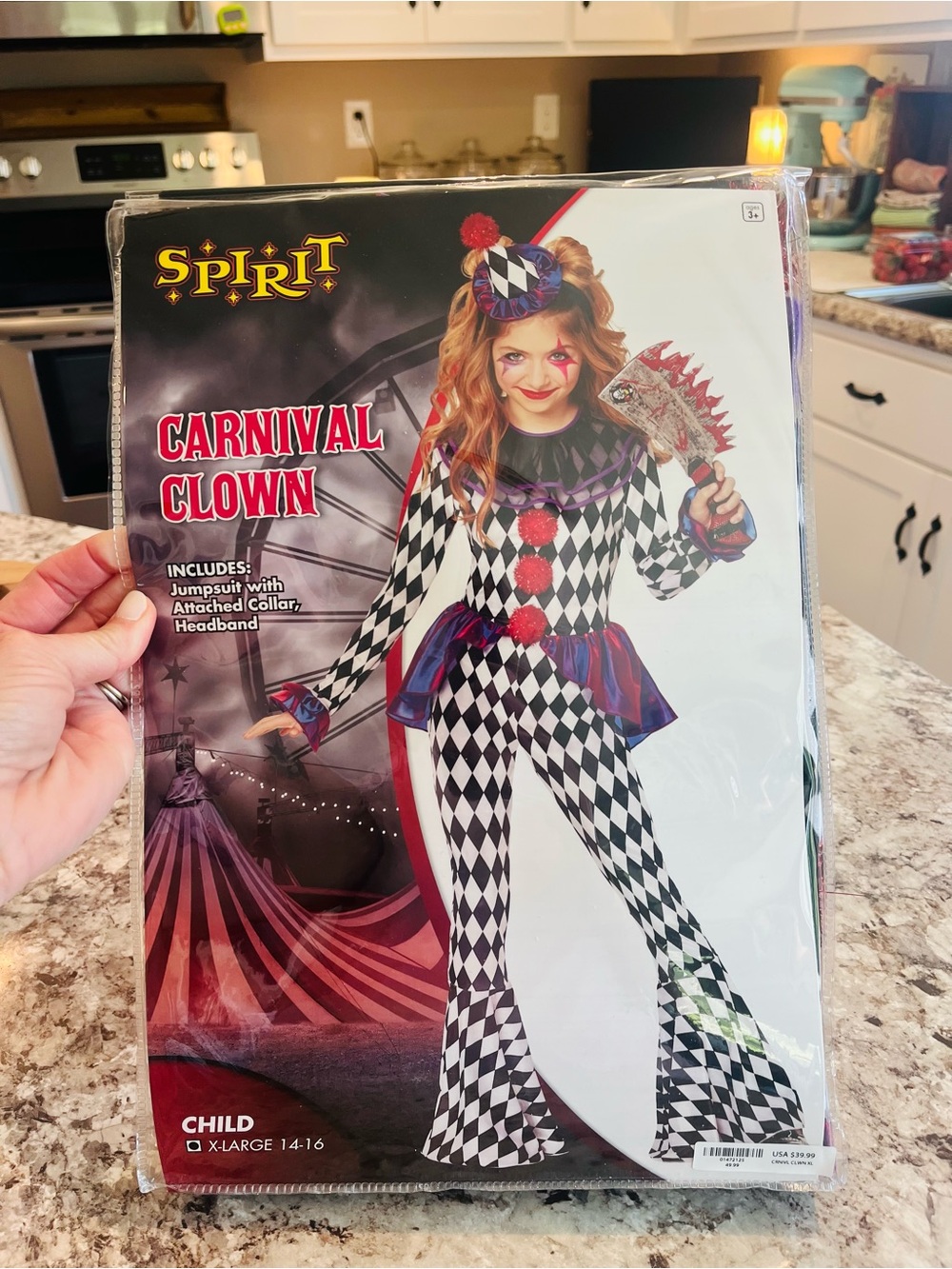 Spirit Carnival Clown Costume - Black, White & Purple Girls 14/16